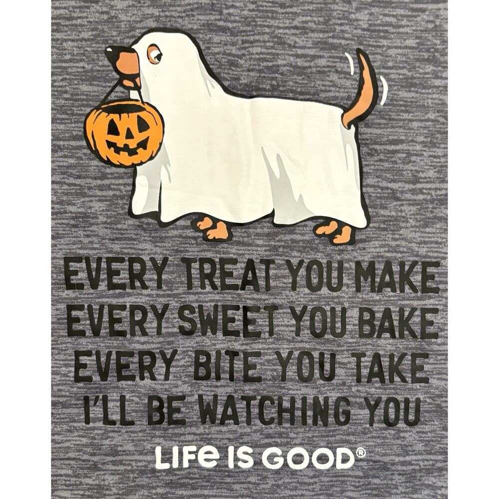 Life Is Good Women’s Pajama Short Set Gray Size Medium Ghost Dog Halloween - Picture 2 of 8